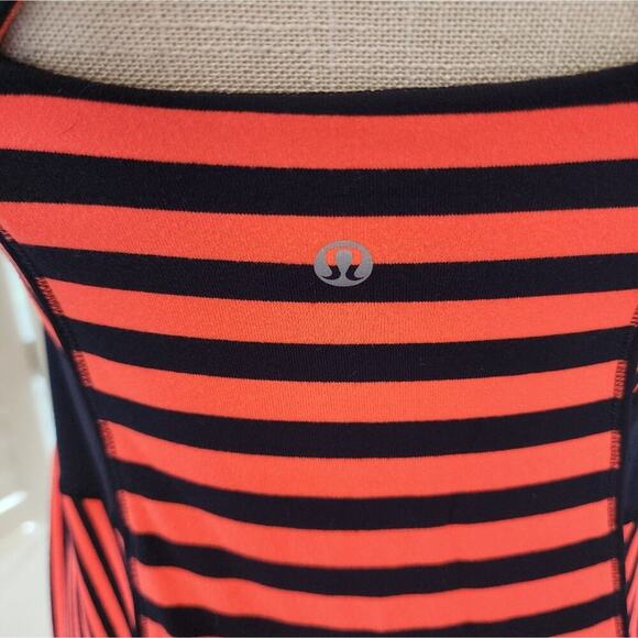 LULULEMON WORK IT OUT TANK  NAVY & ORANGE PANELED STRIPE TANK SIZE 10 - Picture 4 of 9